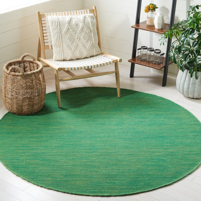 Kilim Hand Loomed Wool/Cotton Rug in Green