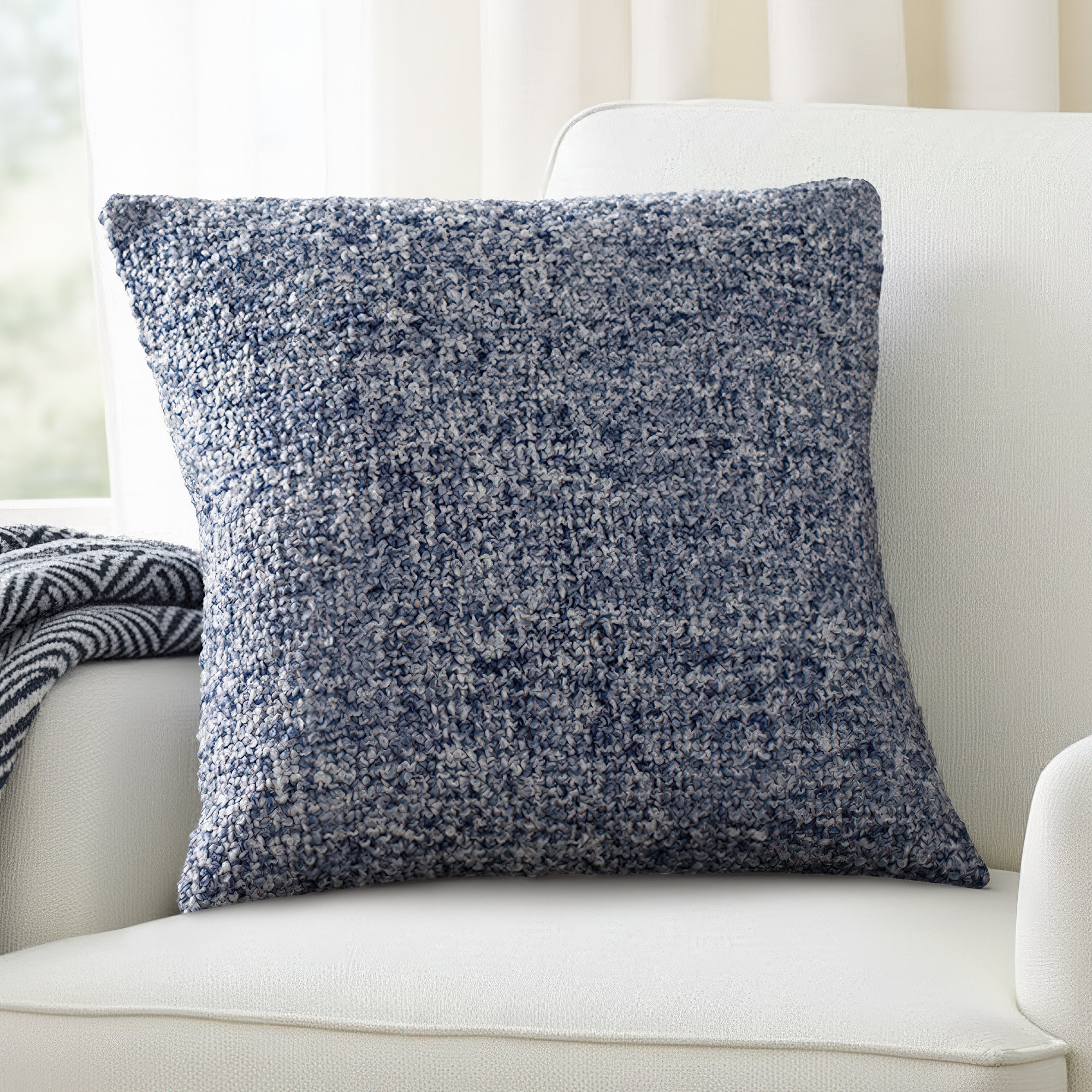 Tamari Pillow Cover, Polyester/Polyfill, 18"H x 18"W, Blue