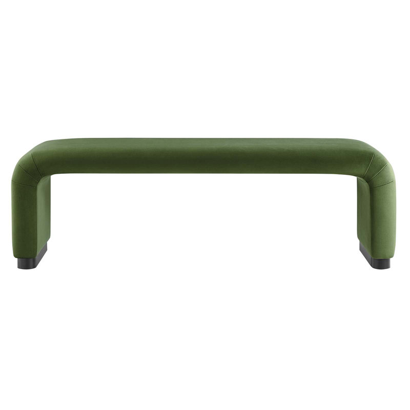 Modway Koda Velvet Upholstered Bench, Black, Moss Green