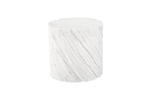 Shear Side Table, Oval, White Stone