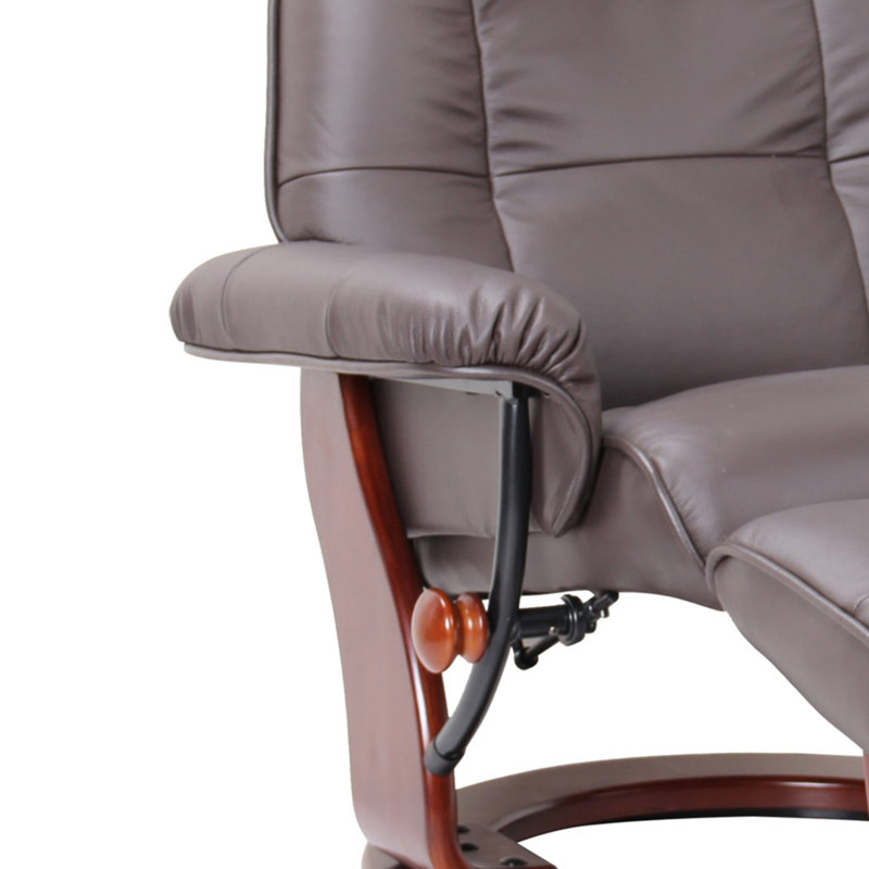 Célia Leather Swivel Recliner with Ottoman, Brown
