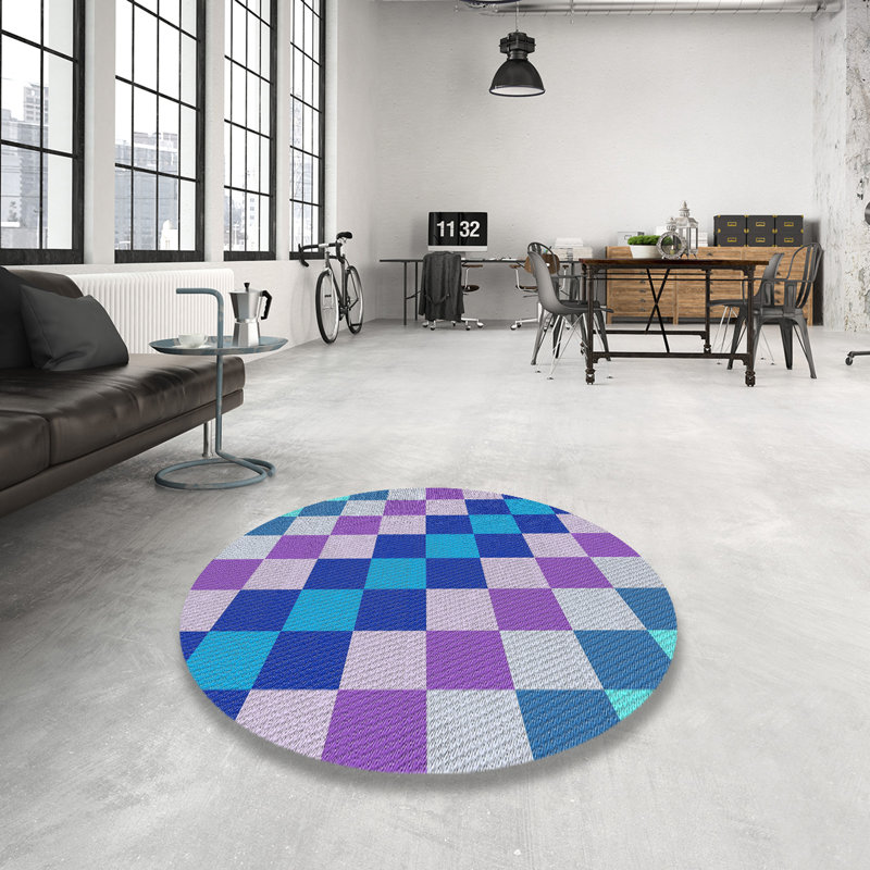Wool Patchwork Indoor Rug, Round 8'