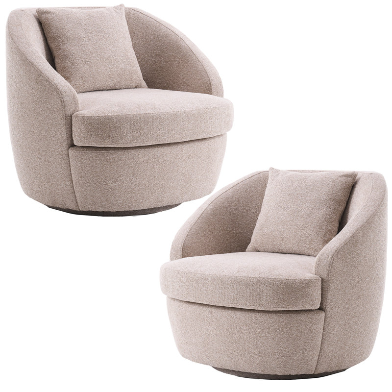Chaises d'appoint larges rembourrées en polyester avec coussin lombaire, Beige, café