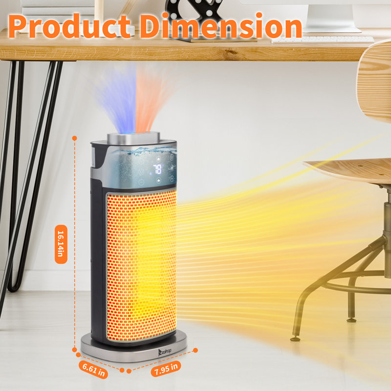 1500 watts 1500 po Chaufferette tour électrique en céramique avec humidificateur et flamme