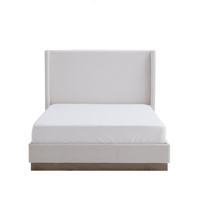 Hosford Upholstered Wingback Bed / Upholstered Wood Base Platform Bed / 52.5" High Headboard / Minimalist / Rusticity / Full /