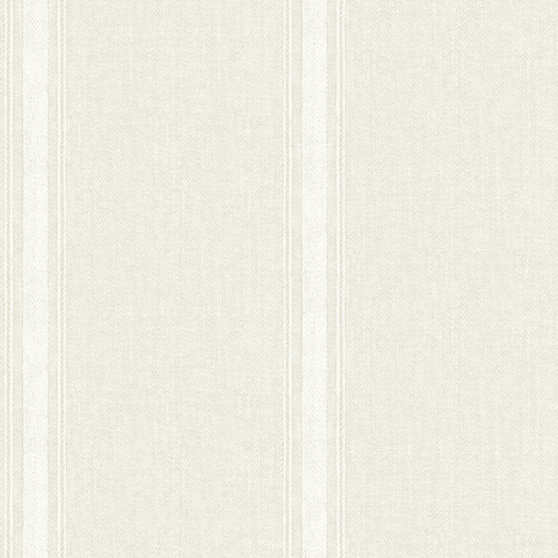 Papier peint rayé en tissu crème Linette, White