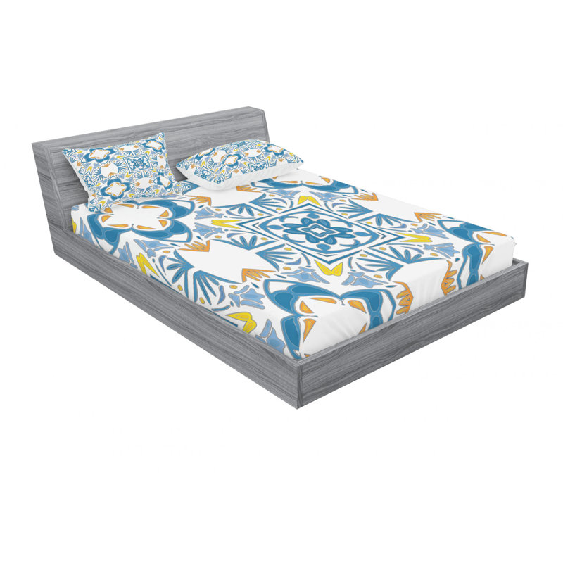 Microfiber Floral Sheet Set, Full Sheet Set with Fitted Sheet