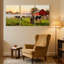 Ensemble de 3 reproductions d'art sur toile Scènes de campagne avec vaches et grange rouge-1394299560