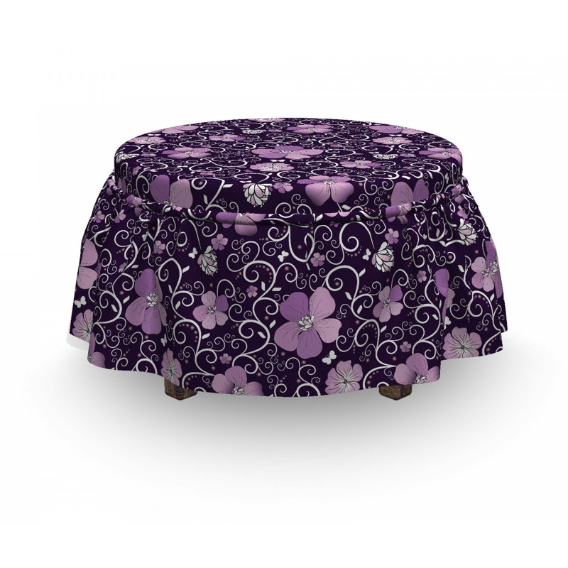 Ensemble de housse pour repose-pieds à motif à motif floral fleur