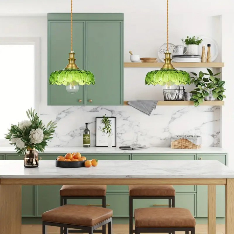 Vintage Pendant Light Fixture With Crystal Glass Shades, 9.44'' Modern Adjustable Chandelier, Hanging Light For Hallway Porch Kitchen Bedroom Coffee Shop Dining Room Island Over Sink