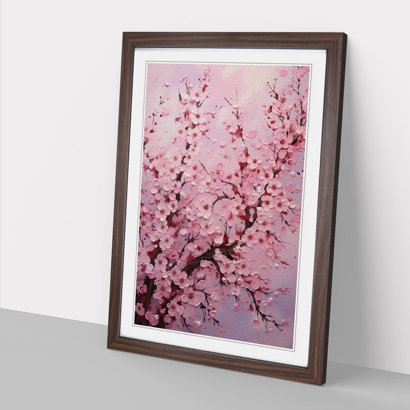 Cherry Blossom Tree Orphism No.2 - Single Picture Frame Print on Wood, 34cm H x 25cm W x 2cm D, Walnut Framed