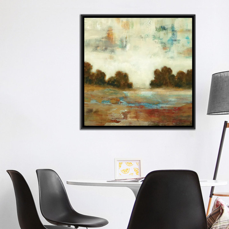 «Layered Scape», reproduction sur toile, H 18 po x l 18 po x P 1,5 po, Toile avec cadre noir, Pas de tapis