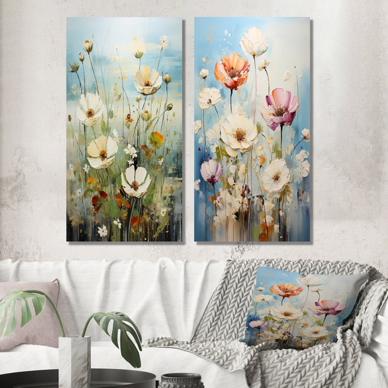 «Meadow Tranquil Bliss Mute» 2 pièces, Toile tendue, H 40 po x l 40 po