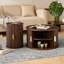 Ensemble de 2 tables basses rondes emboîtables, avec porte tambour ronde Mid-Century-1864108280