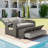 PE Wicker Rattan Double Chaise Lounge, 2-Person Reclining Daybed with Adjustable Back and Cushions-2087564641
