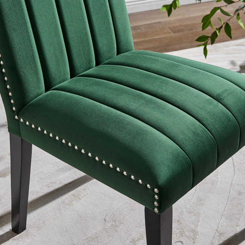 Luxe Deco Green Velvet Upholstered Parsons Side Chair