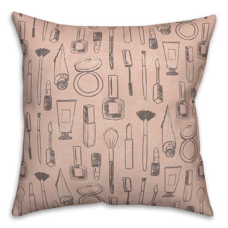 Coussin carré, Gris / rose