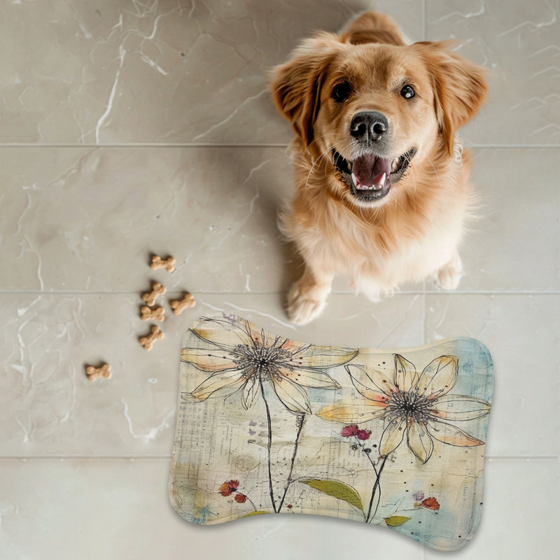 Tapis d'alimentation en forme d'os Timeworn Blossoms - 1 pièce