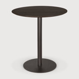 Blend dining table - varnished oak top - brown - Dark Bronze base - round 70/70/76