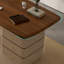 Bureau rectangulaire à 3 tiroirs Brownness + Beige-486252930-486252929