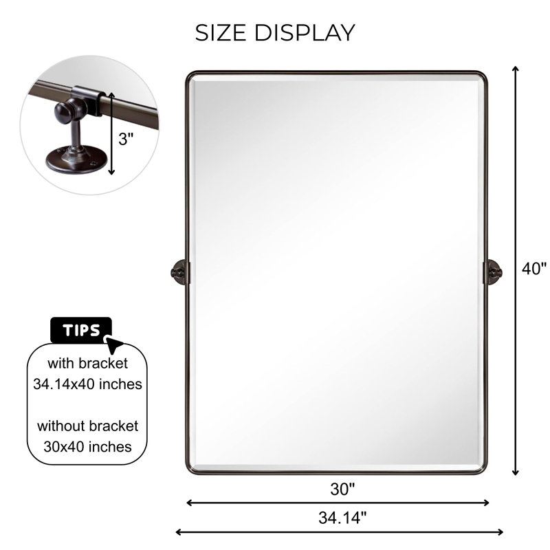 Miroir mural de salle de bain Woodvale, Bronze huilé, 40 po x 30 po