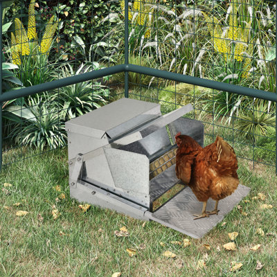Mangeoire à volaille pour poulet - 25 lb, acier galvanisé et aluminium pour oiseaux Capacité automatique en lb, aluminium, idéal Farms