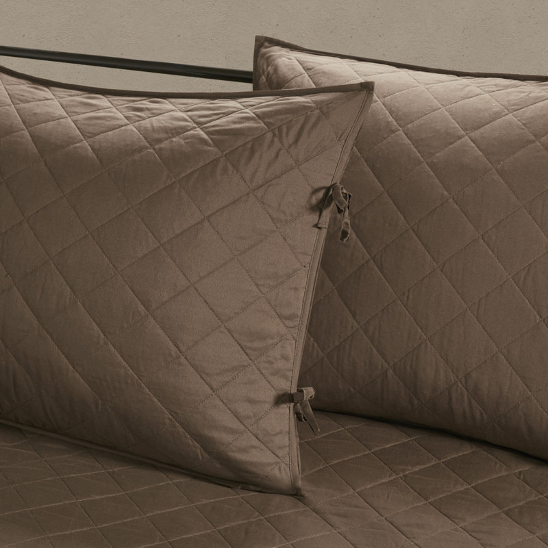 Brown Faux Suede Reversible Daybed Cover Set with Shams
