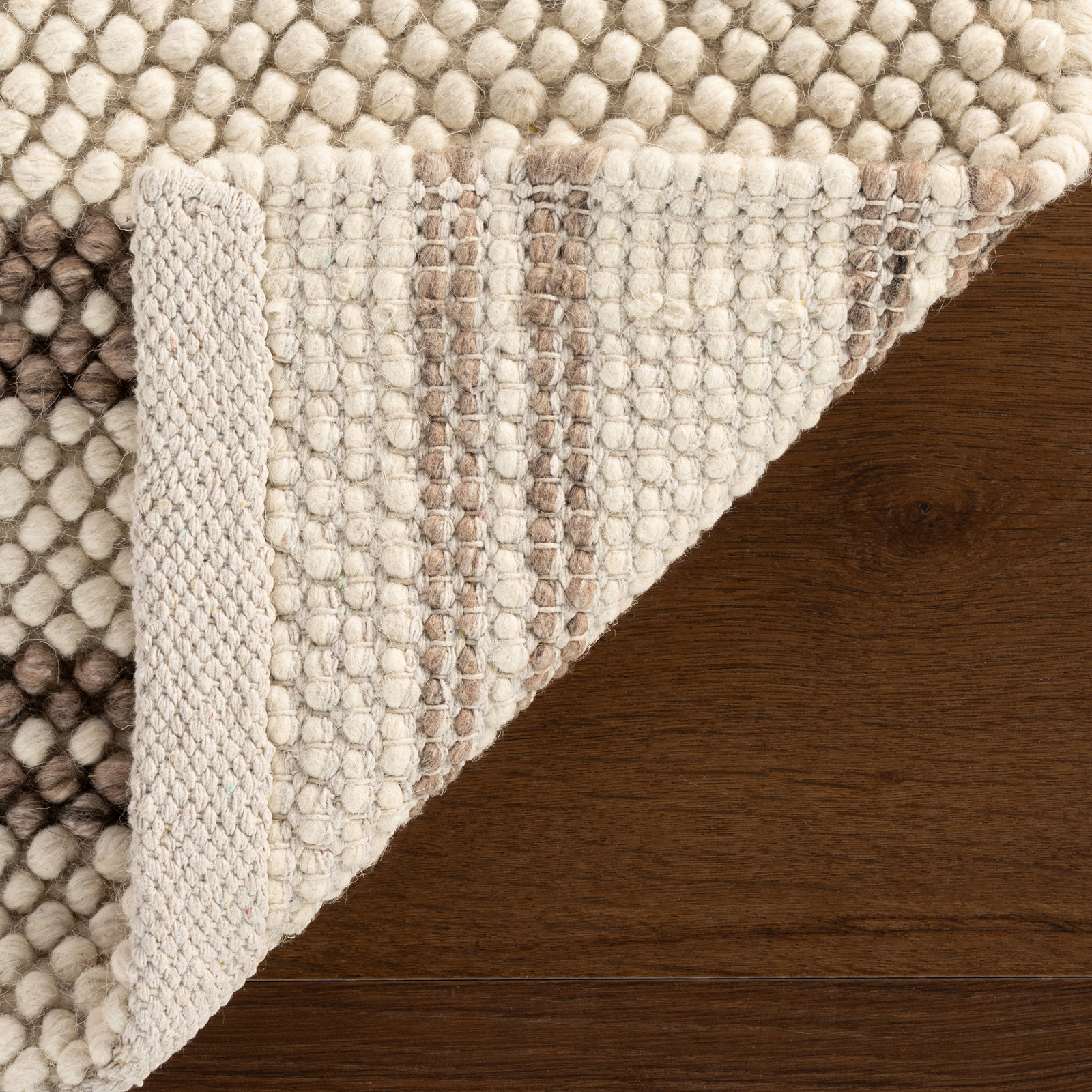 Venit Hand-Hooked Striped Farmhouse Rug, Rectangle 5' x 8'