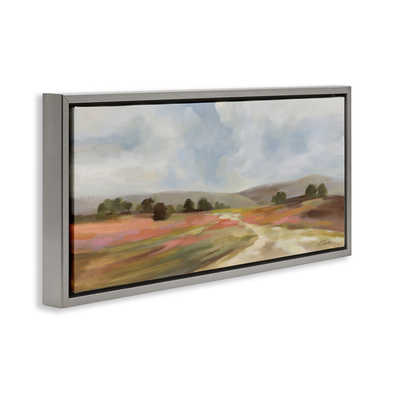 Cadre flottant Scenic Wide Fields, design par Silvia Vassileva, H 11 po x l 25 po, Cadre flottant gris lustré