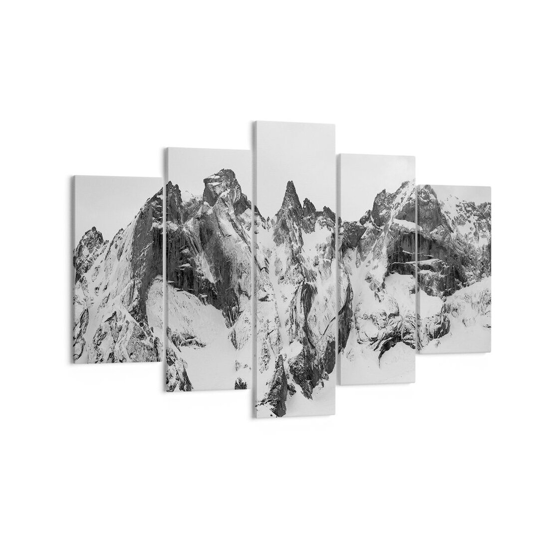 3-tlg. Leinwandbilder-Set Alps Snow Monochrome