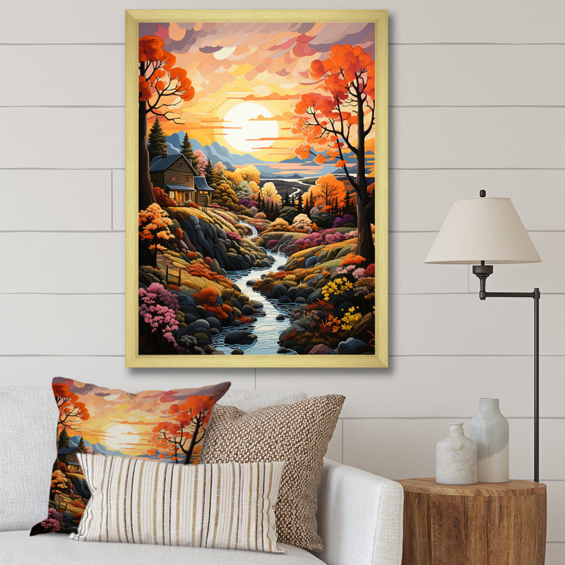Reproduction sur toile, "Nature Connaissance Simplicity At Sunrise", Cadre doré simple, H 44 po x l 34 po x P 1,5 po