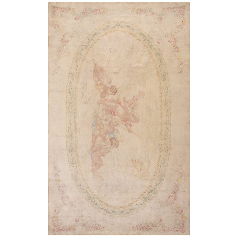 Antique Savonnerie French Floral, Medallion Knotted Rug