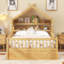 Lit double pleine grandeur en bois avec tablette de rangement pour tête de lit, naturel-130430089-130430092