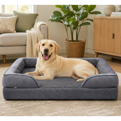 Designed for large dogs, this washable XL orthopedic sofa combines egg-crate foam with waterproof lining and a non-skid underside.