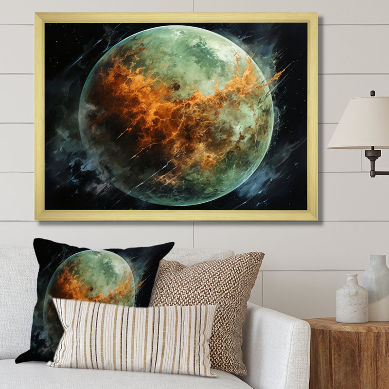 " Orange Misty Earthen ", Gold Single Picture Framed, 24" H x 32" W x 1" D