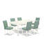 L'ensemble de table de salle à manger 7 pièces contient une table de salle à manger de style Mid-Century et 6 chaises de salle à manger en tissu de polyester vert saule, blanc lin-1514411772-1482626712-1482626715
