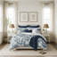 Ensemble d'édredon en coton ivoire / bleu marine Provence-60308537