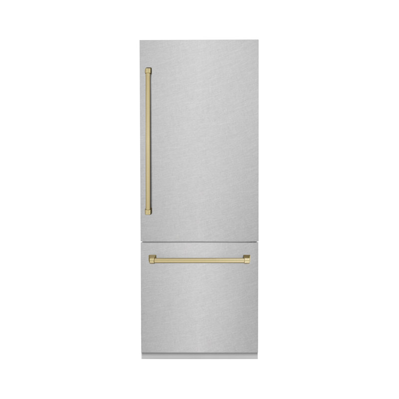 ZLINE 30 Autograph Edition 16.1 cu. ft. Built-in 2-Door Bottom Freezer Refrigerator with Accent, Champagne Bronze