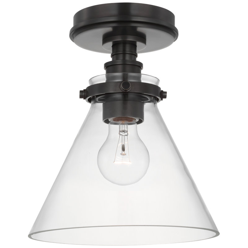 Parkington 1 - Light Flush Mount, Antique-Burnished Brass, Clear