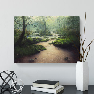 Attractive Forest Stream - Wrapped Canvas