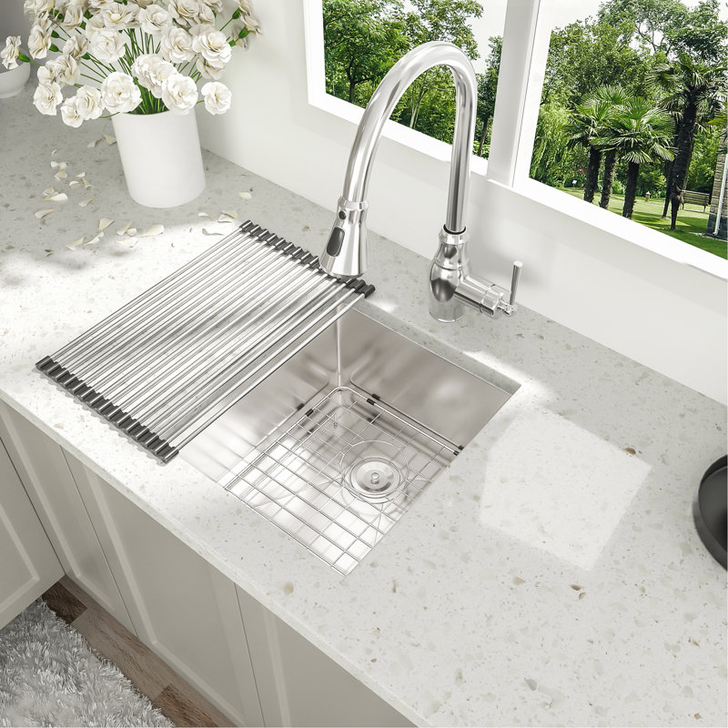 Évier de cuisine encastré 15 po - évier de cuisine encastrable en acier inoxydable 15 po x 17 po x 10 po à cuve simple de calibre 16 / évier de cuisine