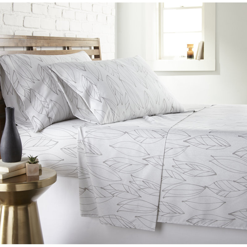 Ensemble de draps en microfibre Vilano Choice, Drap pour très grand lit californien + drap-houss, Blanc / gris