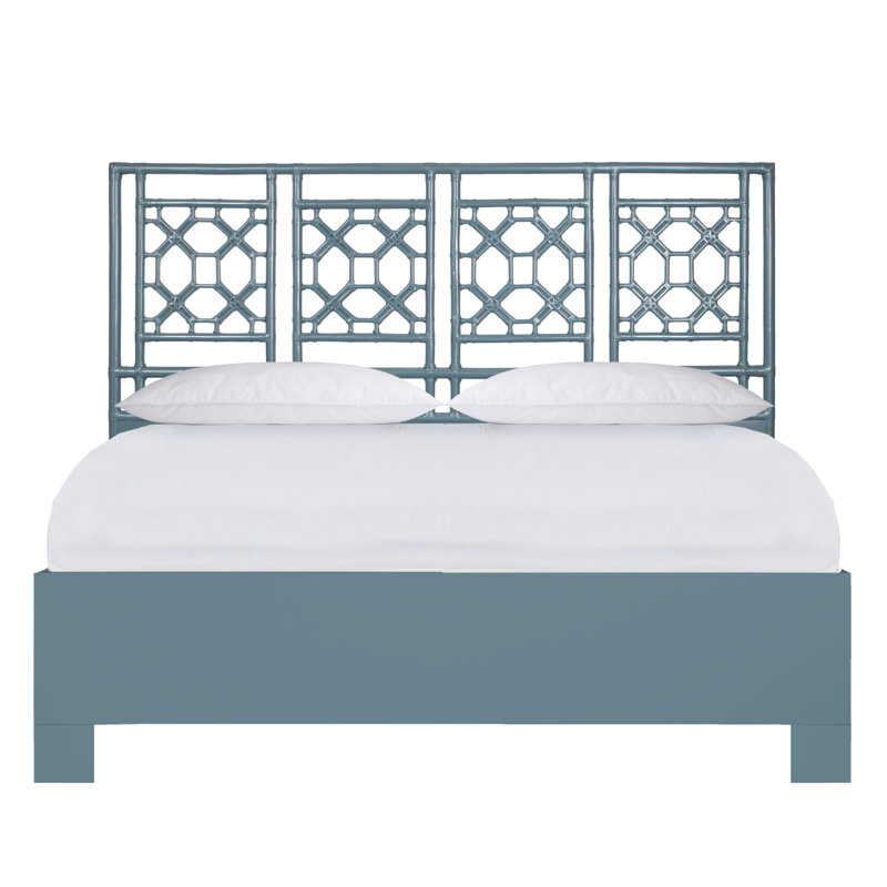 Lattice Back Platform Bed, King, Regatta Blue