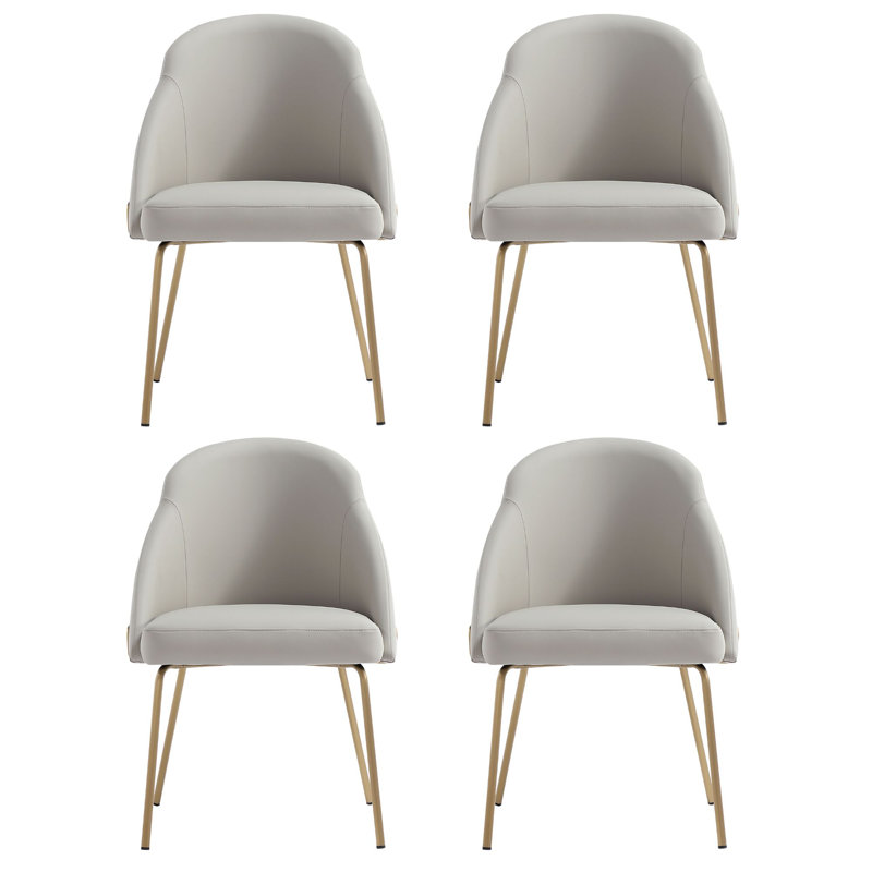 Fakenham Leatherette Dining Chair with Steel Legs, Stone, Gold, 4