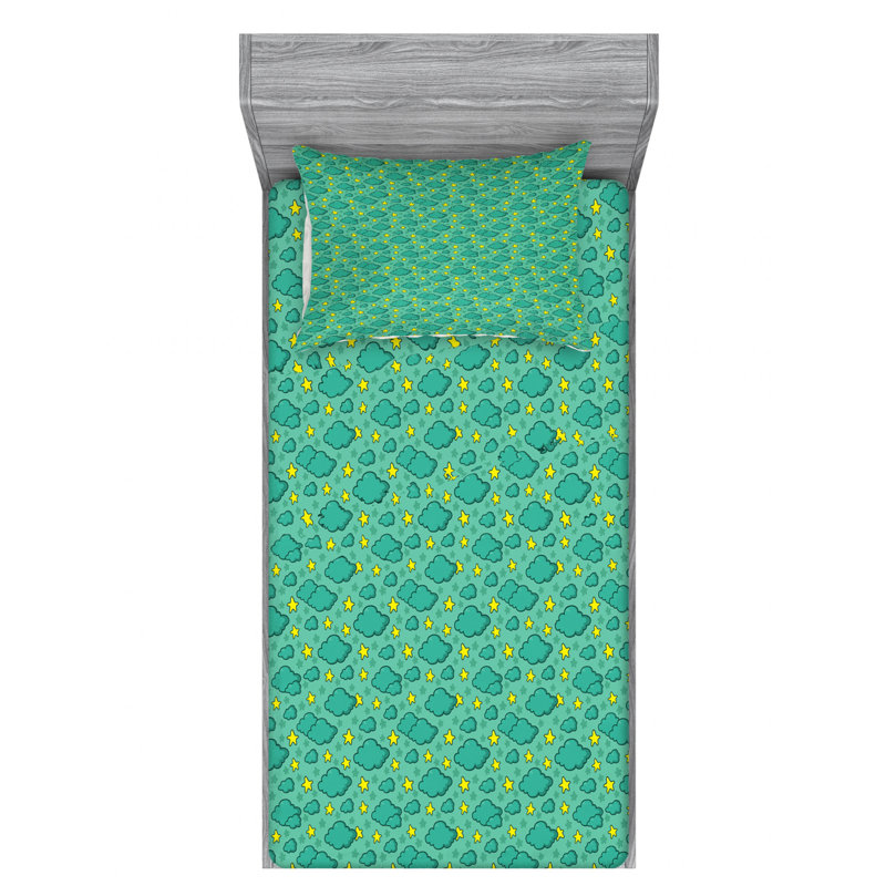 Microfiber Geometric Sheet Set, Twin XL Sheet Set with Fitted Sheet