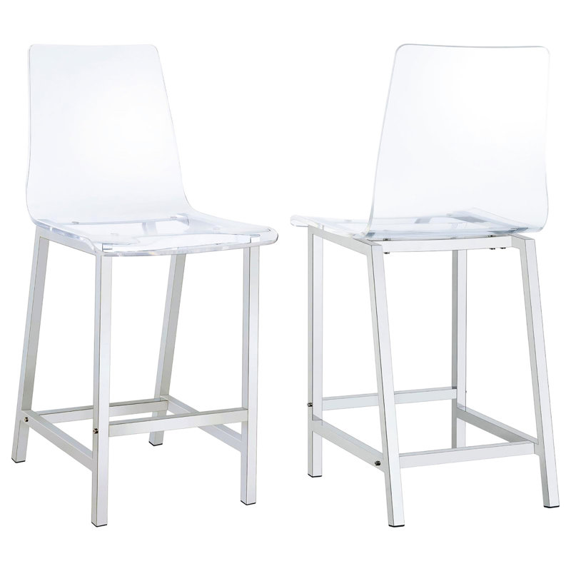 Tabourets de bar transparents (de 2) - Acrylique pour une maison élégante, 2 chaises de comptoir modernes avec dossier stable et repose-pieds pour salle à manger
