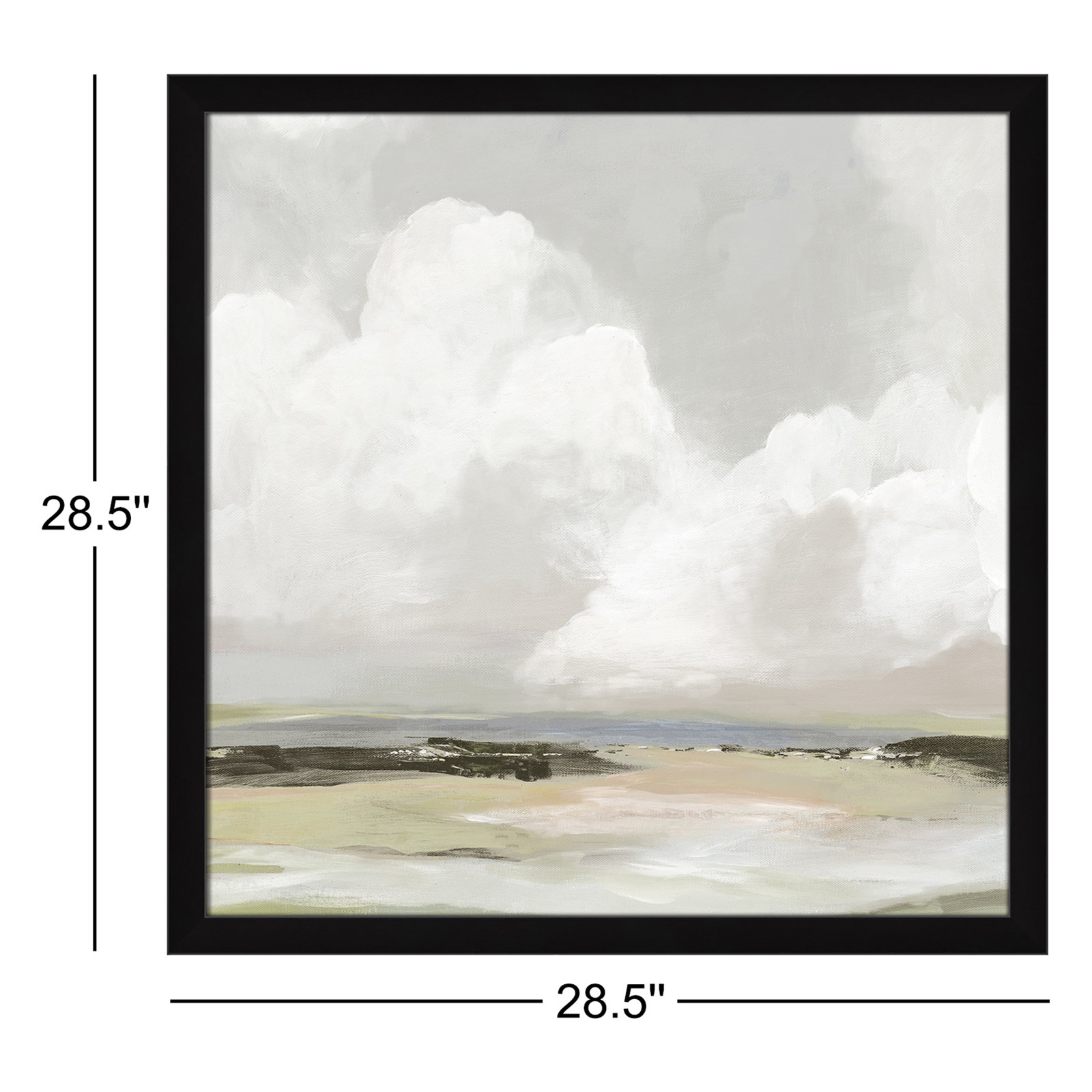 Soft Clouds - Picture Frame Painting Print, 28.5" H x 28.5" W x 1.12" D, Black Framed