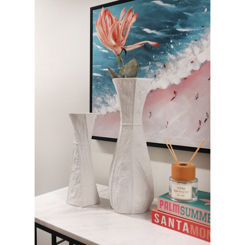 Elegant Ceramic Vase, 5.1 x 4.7 x 13.0 inches | 100% Ceramic Construction, Glossy White Finish | Perfect for Home Décor, Centerpieces & Flower Arrangements, Adds a Touch of Modern Elegance to Any Space