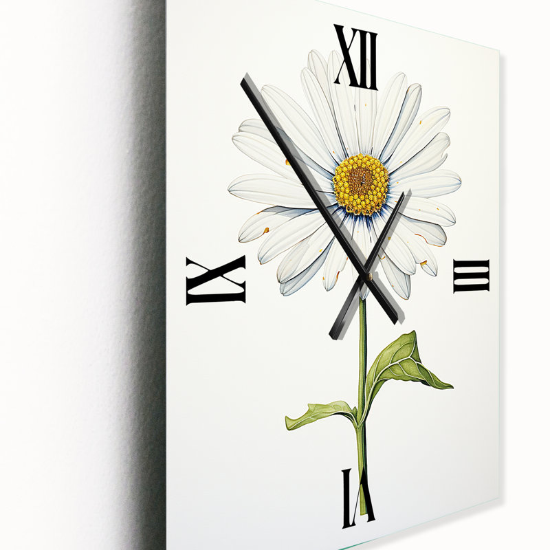 Horloge murale à motif de marguerites blanches Sublime Simplicity I, H 32 po x l 24 po x P 1 po