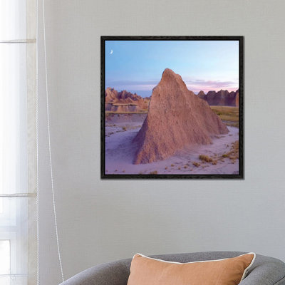 Crescent Moon Over Landscape Showing Erosional Features, Badlands National Park, South Dakota by Tim Fitzharris - Gallery-Wrapped Canvas Giclée on Canvas
